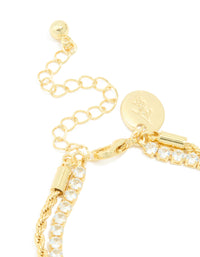 Gold Plated Cubic Zirconia Layered Heart Bracelet - link has visual effect only