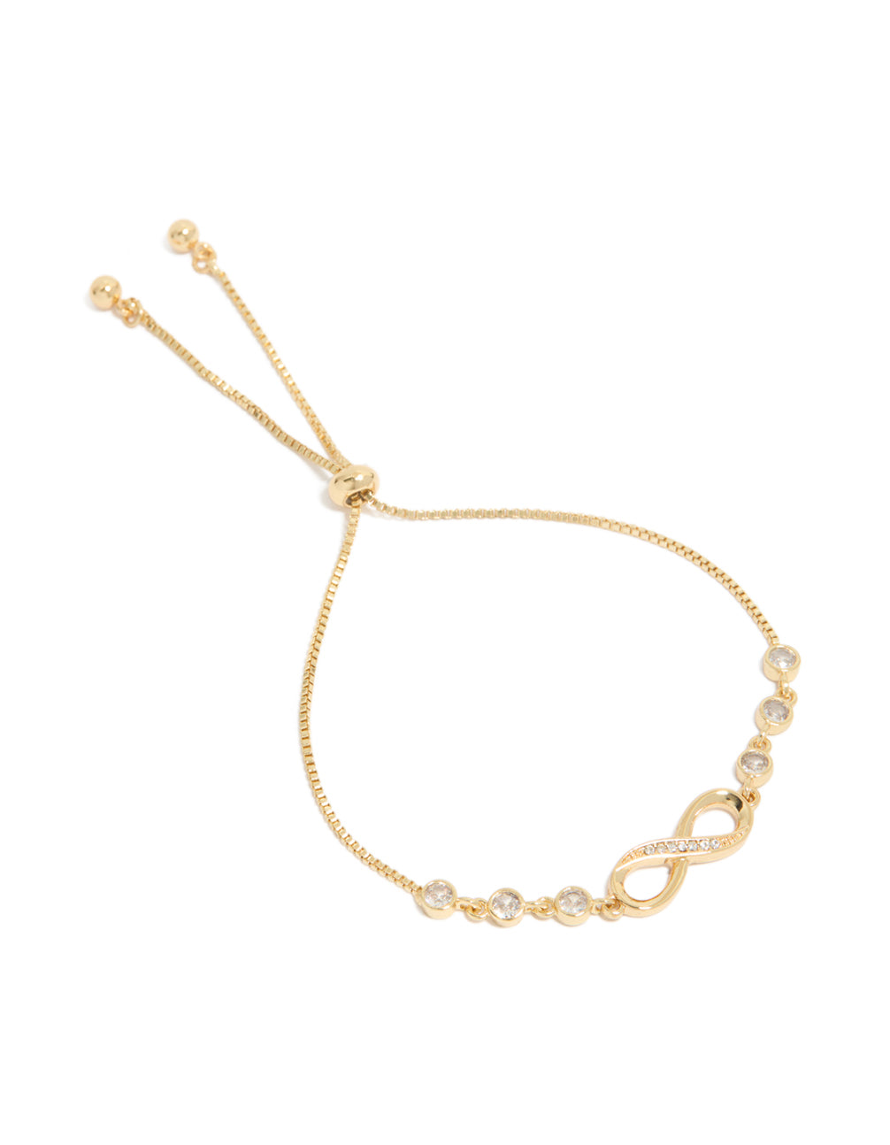 Gold Plated Cubic Zirconia Infinity Toggle Bracelet