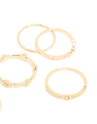 Gold Plated Clover Textured Ring 6-Pack - link has visual effect only