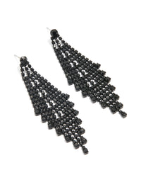 Black Coated Metal Diamante Chandelier Drop Earrings - link has visual effect only