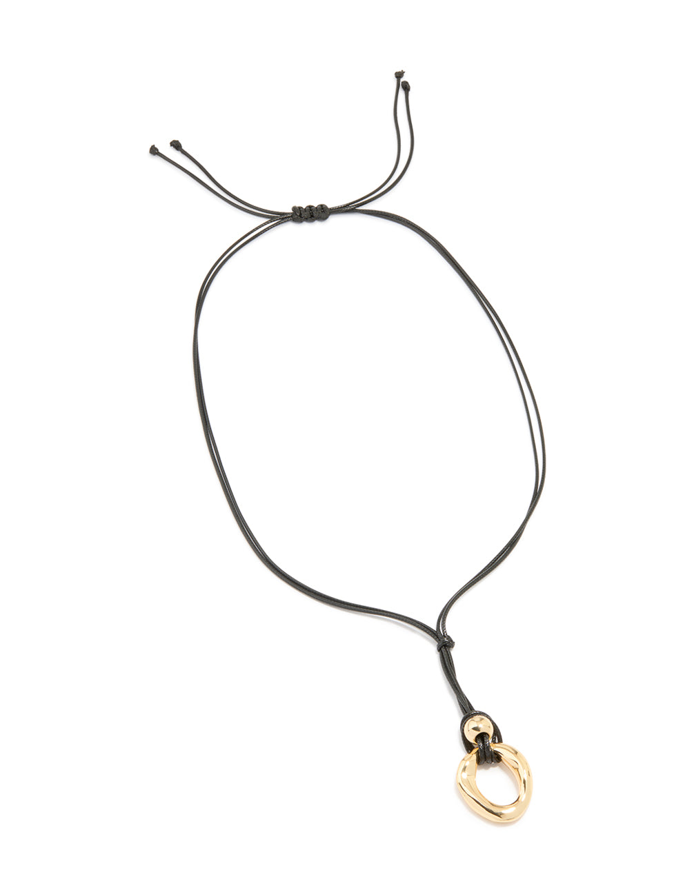 Gold Organic Pendant Black Cord Necklace