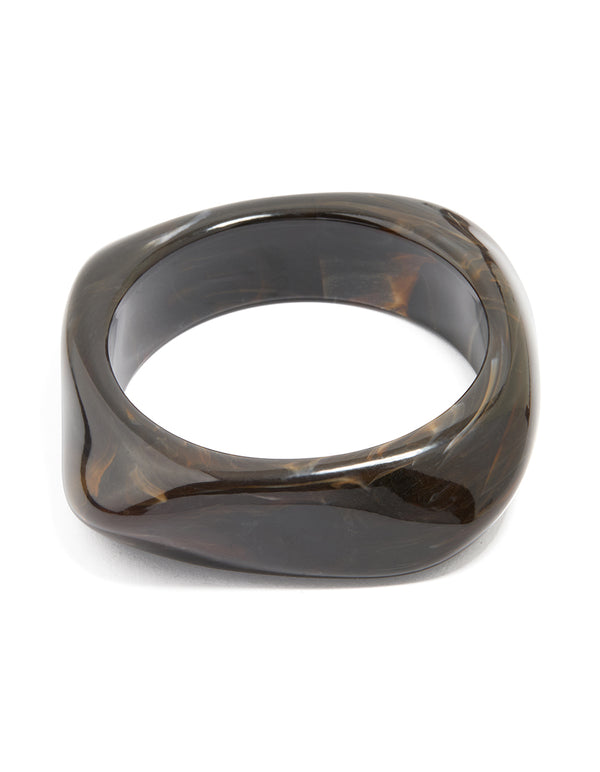Black Acrylic Marble Square & Oval Bangle