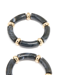 Black Acrylic Stretch Bracelets 3-Pack - link has visual effect only