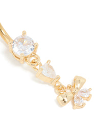 Gold Plated Titanium Cubic Zirconia Fine Bow Drop Belly Bar - link has visual effect only