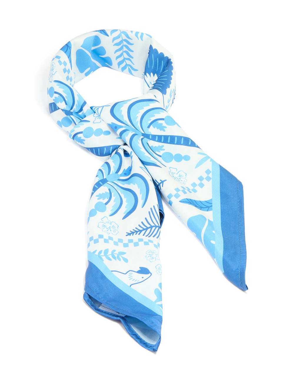 Blue Tropical Print Scarf