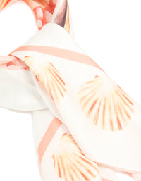 White Fabric Shell & Coral Printed Scarf - link has visual effect only