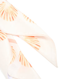 White Fabric Shell & Coral Printed Scarf - link has visual effect only