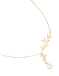 Gold Cubic Zirconia Vine Pear Necklace - link has visual effect only