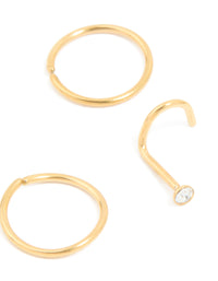 Surgical Steel Nose Stud & Ring 6-Pack - link has visual effect only