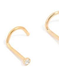 Surgical Steel Cubic Zirconia Classic & Butterfly Nose Studs 3-Pack - link has visual effect only