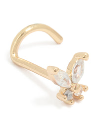 Surgical Steel Cubic Zirconia Butterfly Threadless Nose Stud - link has visual effect only