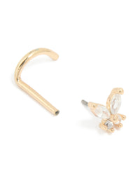 Surgical Steel Cubic Zirconia Butterfly Threadless Nose Stud - link has visual effect only