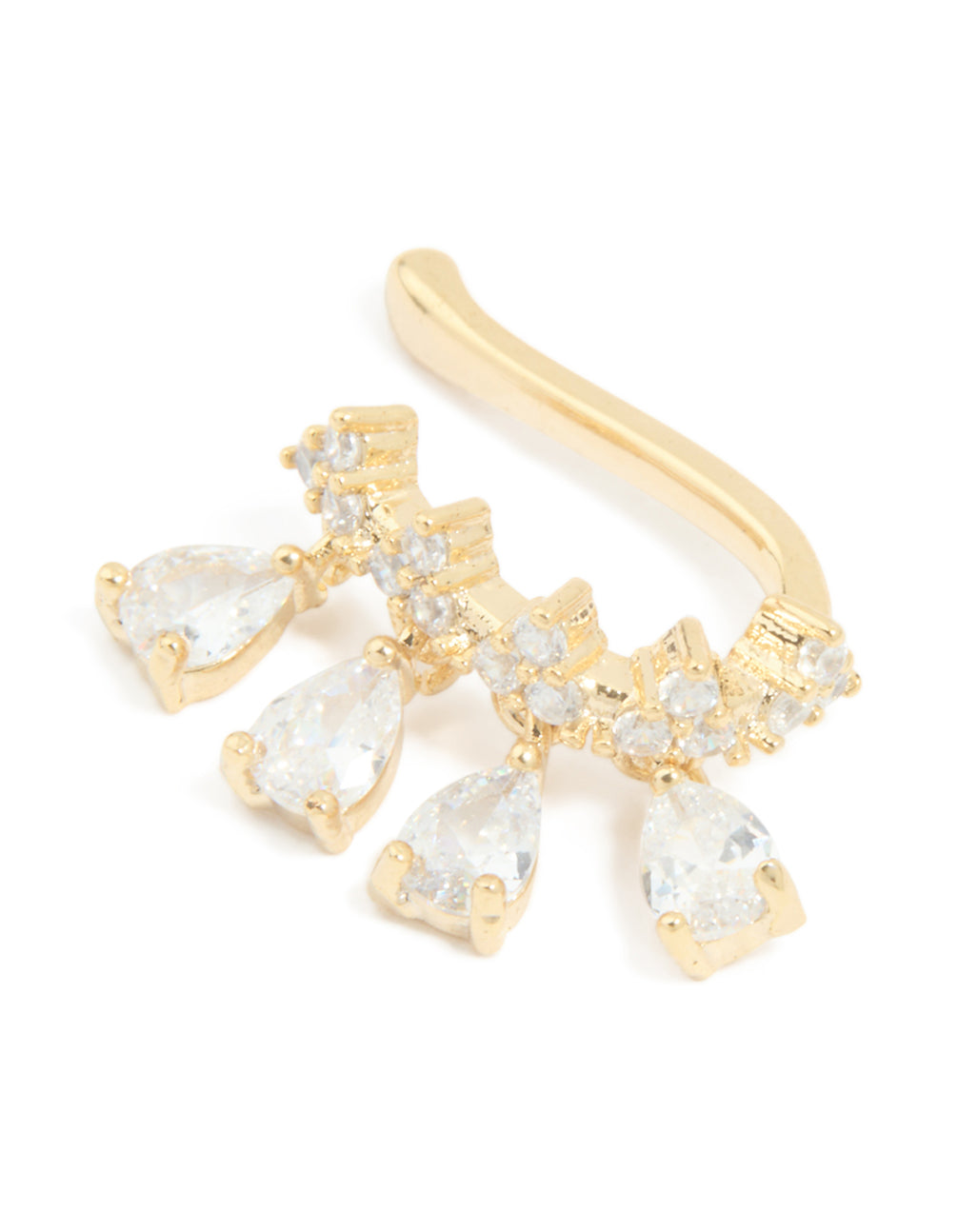 Gold Plated Cubic Zirconia Detailed Single Ear Cuff