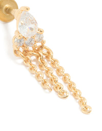 Gold Plated Surgical Steel Cubic Zirconia Tassel Flat Back Stud - link has visual effect only