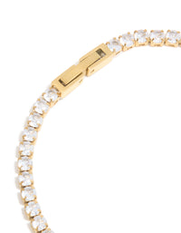 Waterproof Gold Plated Stainless Steel Cubic Zirconia Tennis Bracelet - link has visual effect only