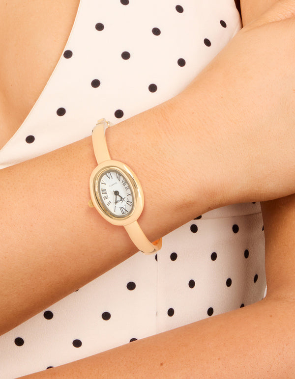 Gold Oval Bangle Watch