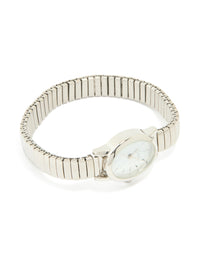 Silver Mini Oval Stretch Watch - link has visual effect only