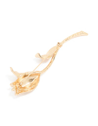 Gold Molten Large Floral Brooch - link has visual effect only