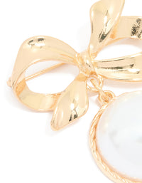 Gold Large Drop Pearl & Bow Brooch - link has visual effect only