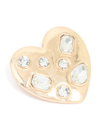 Gold Heart Mixed Diamante Brooch - link has visual effect only