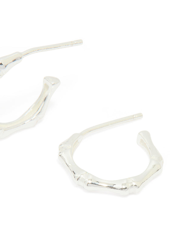 Sterling Silver Bamboo Hoop Earrings