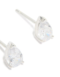 Sterling Silver Cubic Zirconia Pear Stud Earrings - link has visual effect only