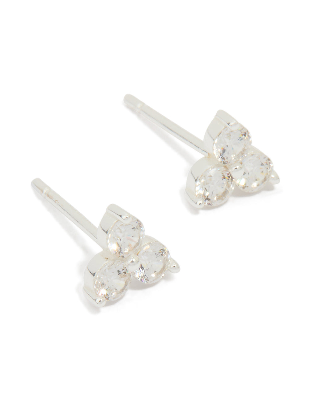 Sterling Silver Cubic Zirconia Trio Stud Earrings