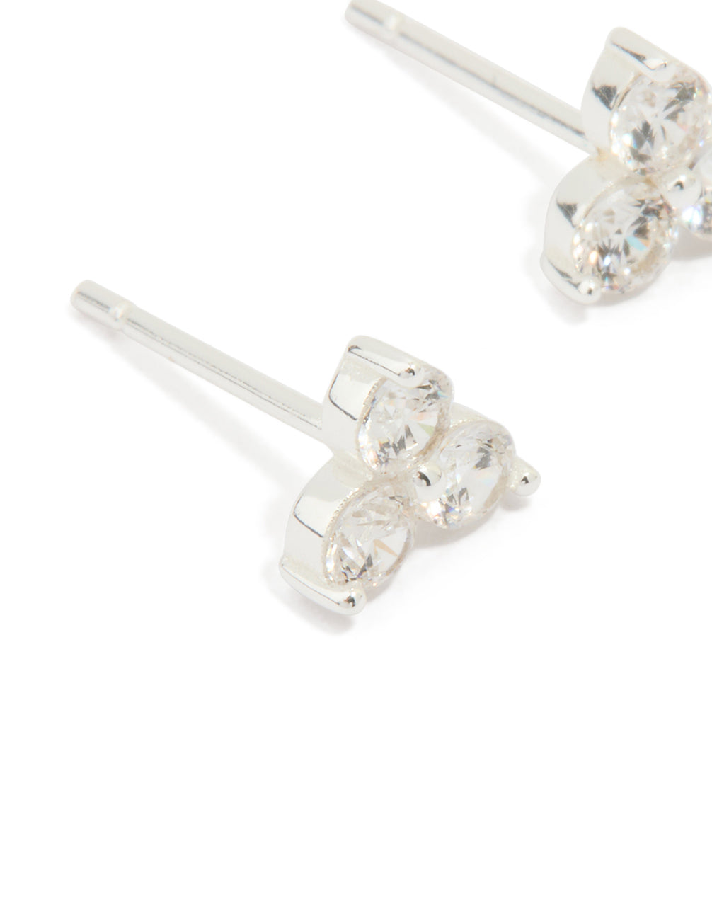 Sterling Silver Cubic Zirconia Trio Stud Earrings