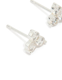Sterling Silver Cubic Zirconia Trio Stud Earrings - link has visual effect only