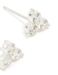 Sterling Silver Cubic Zirconia Trio Stud Earrings - link has visual effect only
