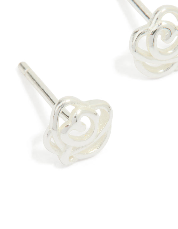 Sterling Silver Cubic Zirconia Rose Stud Earrings