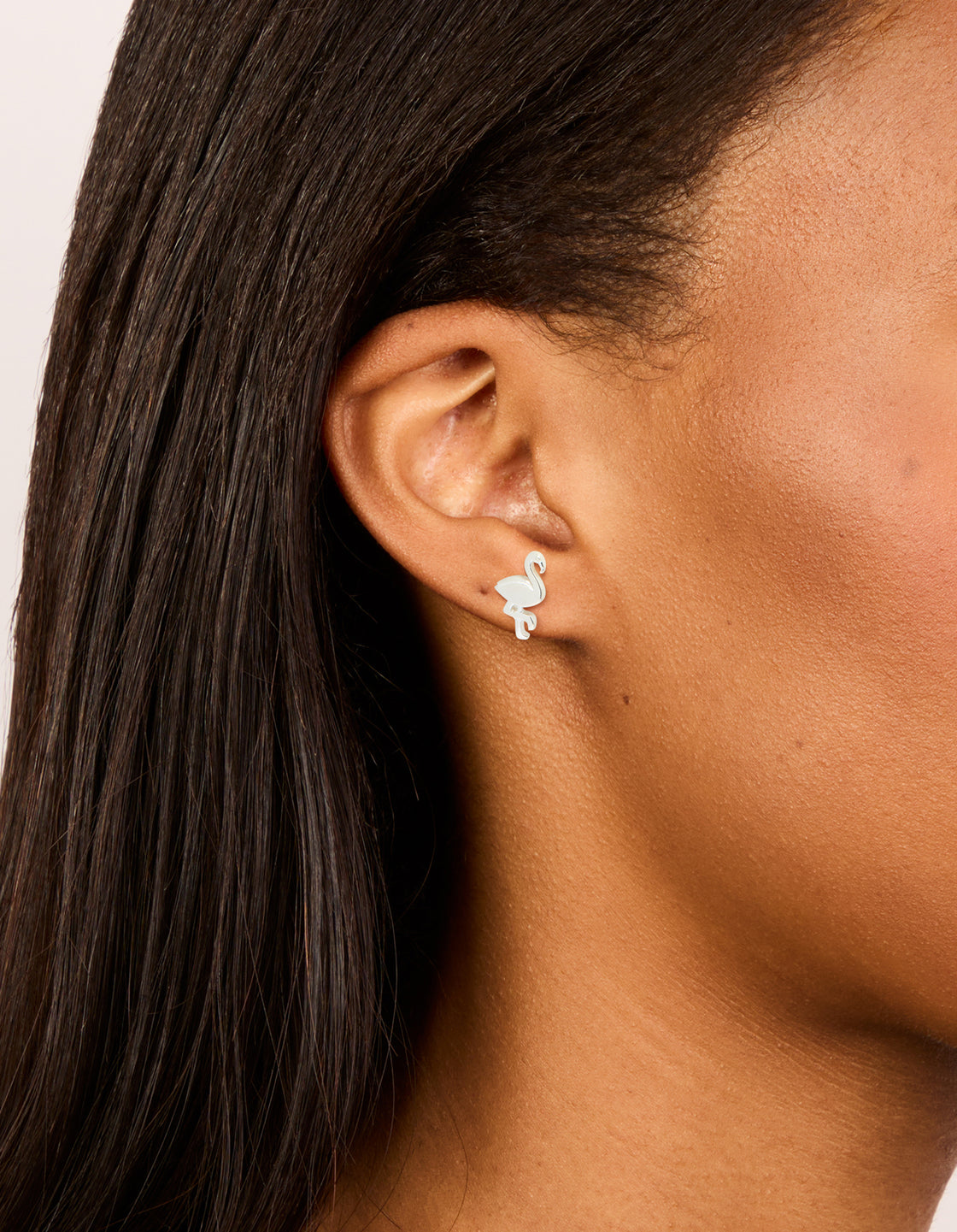 Sterling Silver Flamingo Stud Earrings