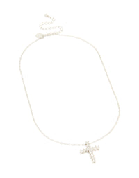 Silver Diamante Cross Necklace - link has visual effect only