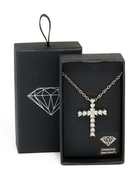 Silver Diamante Cross Necklace - link has visual effect only