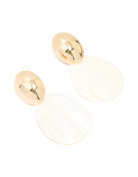 Gold Genuine Shell Oval Drop Earrings - link has visual effect only
