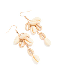 Gold Genuine Shell Cluster Drop Earrings - link has visual effect only