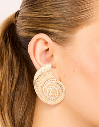 Gold Pearl Swirl Shell Earrings - link has visual effect only