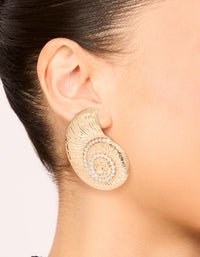 Gold Pearl Swirl Shell Earrings - link has visual effect only