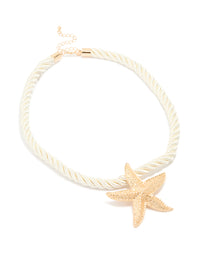 Gold White Rope Starfish Necklace - link has visual effect only