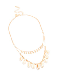 Gold Genuine Cowry Shell Dainty Layered Necklace - link has visual effect only