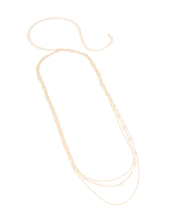 Gold Diamante Layered Waist Chain