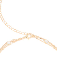 Gold Diamante Layered Waist Chain - link has visual effect only