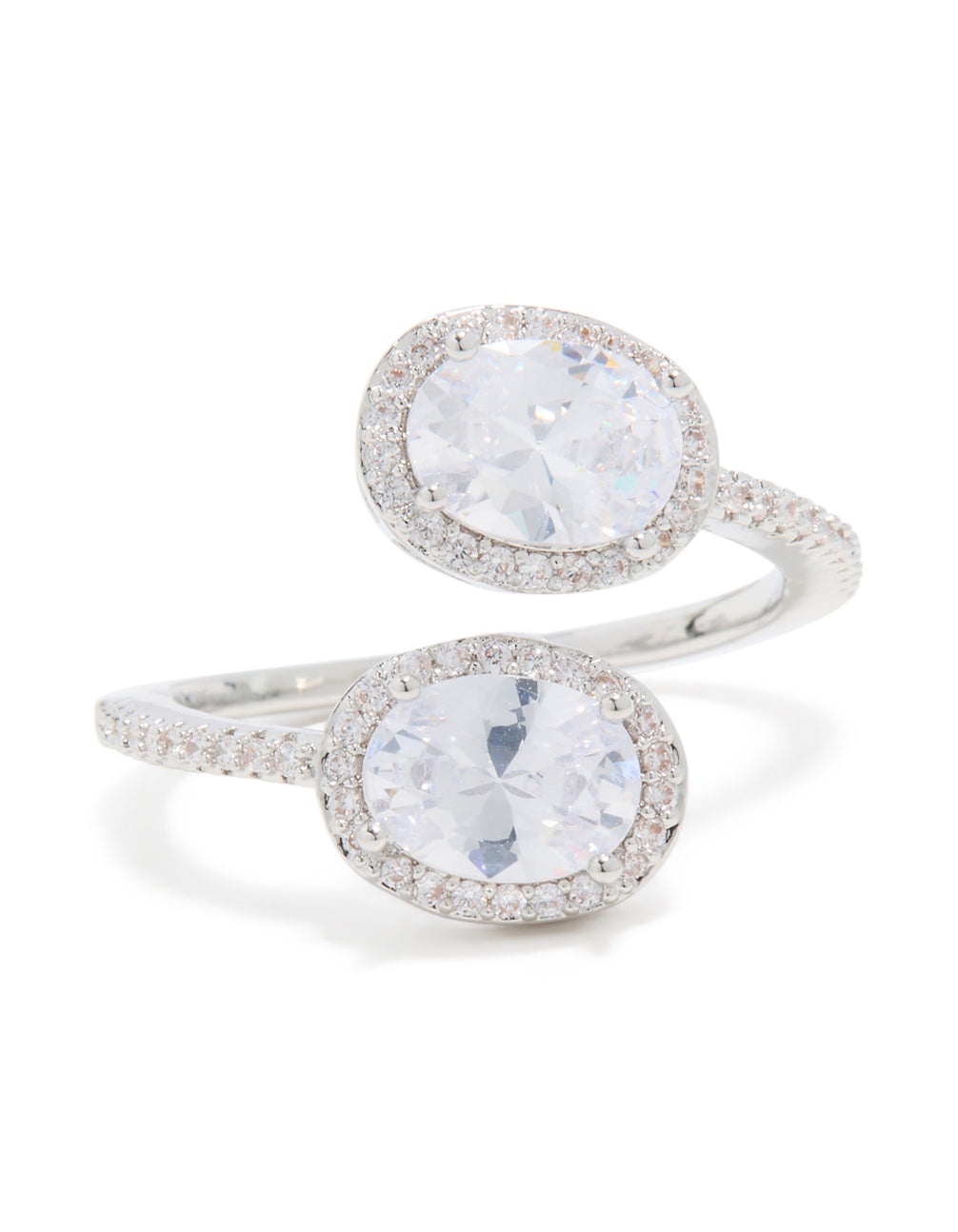 Silver Double Cubic Zirconia Ball Ring