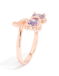 Rose Gold Cubic Zirconia Dainty Bow Ring - link has visual effect only