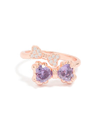 Rose Gold Cubic Zirconia Dainty Bow Ring - link has visual effect only