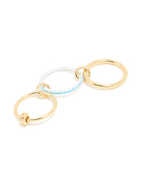 Gold Plated & Blue Coated Metal Stacked Ring - link has visual effect only