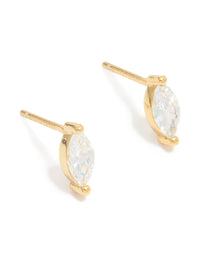 Gold Plated Sterling Silver Cubic Zirconia Marquise Earrings - link has visual effect only