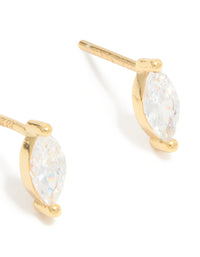 Gold Plated Sterling Silver Cubic Zirconia Marquise Earrings - link has visual effect only