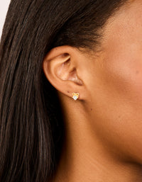 Gold Plated Sterling Silver Cubic Zirconia Bow Stud Earrings - link has visual effect only