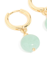 Gold Plated Green Semi Precious Stone Huggie Earrings - link has visual effect only